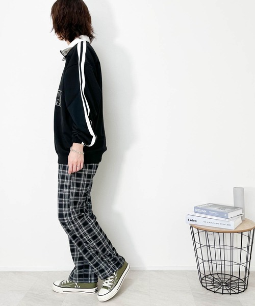 Ritzy（リッツィー）の「TC 裏毛 ハーフZIP 袖ライン PO レディース メンズ（スウェット・メンズ・オレンジ/ブラック/アッシュ・LARGE/X-LARGE/MEDIUM）」の5枚目の写真