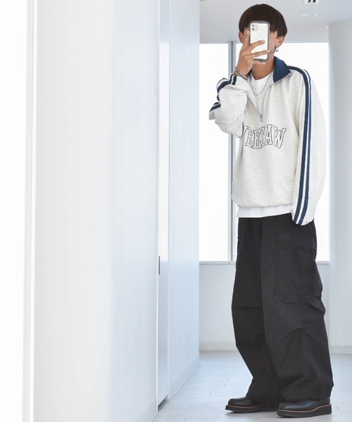 Ritzy（リッツィー）の「TC 裏毛 ハーフZIP 袖ライン PO レディース メンズ（スウェット・メンズ・オレンジ/ブラック/アッシュ・LARGE/X-LARGE/MEDIUM）」の20枚目の写真