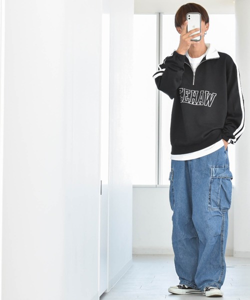 Ritzy（リッツィー）の「TC 裏毛 ハーフZIP 袖ライン PO レディース メンズ（スウェット・メンズ・オレンジ/ブラック/アッシュ・LARGE/X-LARGE/MEDIUM）」の16枚目の写真