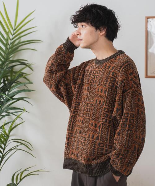 WEGO（ウィゴー）の「WEGO/ベロアモール総柄プルオーバー（ニット