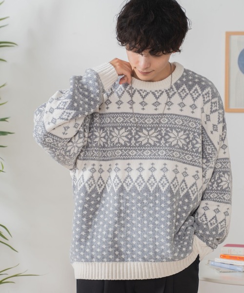 WEGO（ウィゴー）の「WEGO/ベロアモール総柄プルオーバー（ニット