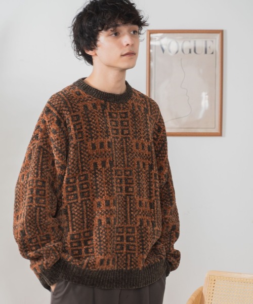 WEGO(ウィゴー)の「WEGO/ベロアモール総柄プルオーバー(ニット/セーター・メンズ・その他3/その他2/その他4/その他1・LARGE/MEDIUM)」の4枚目の写真