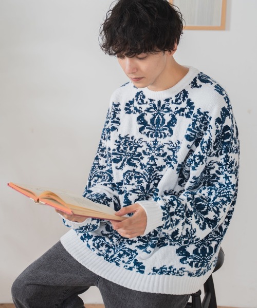 WEGO(ウィゴー)の「WEGO/ベロアモール総柄プルオーバー(ニット/セーター・メンズ・その他3/その他2/その他4/その他1・LARGE/MEDIUM)」の1枚目の写真