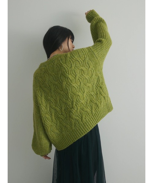 Green　Parks（グリーンパークス）の「a.ケーブルニットプルオーバー（ニット/セーター・レディース・チャコールグレー/ブルー/ライトグリーン/ベージュ・FREE）」の20枚目の写真