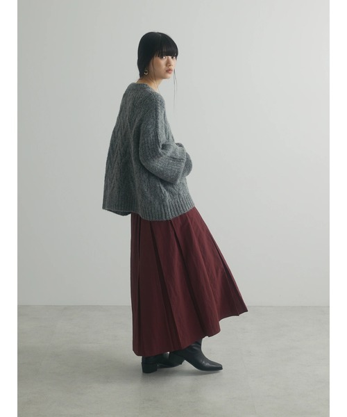 Green　Parks（グリーンパークス）の「a.ケーブルニットプルオーバー（ニット/セーター・レディース・チャコールグレー/ブルー/ライトグリーン/ベージュ・FREE）」の7枚目の写真