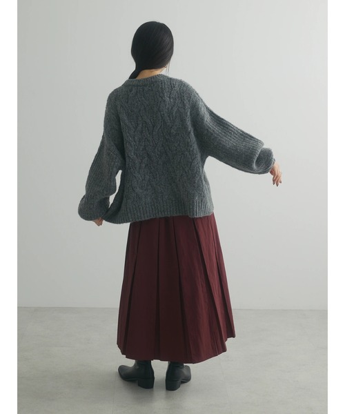 Green　Parks（グリーンパークス）の「a.ケーブルニットプルオーバー（ニット/セーター・レディース・チャコールグレー/ブルー/ライトグリーン/ベージュ・FREE）」の8枚目の写真