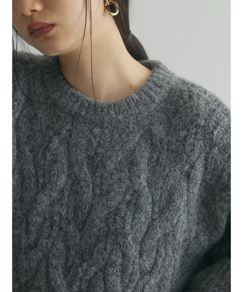 Green　Parks（グリーンパークス）の「a.ケーブルニットプルオーバー（ニット/セーター・レディース・チャコールグレー/ブルー/ライトグリーン/ベージュ・FREE）」の13枚目の写真