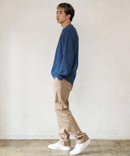 Blue Standard （ブルースタンダード）の「【BLUE STANDARD/ブルースタンダード】 ふんわりもちもちのやみつきな触り心地 ふわもちモール 畦編みクルーネックセーター（ニット/セーター・メンズ・ブラック/オフホワイト/ブルーグレー/ワイン・SMALL/MEDIUM/LARGE/X-LARGE）」の22枚目の写真