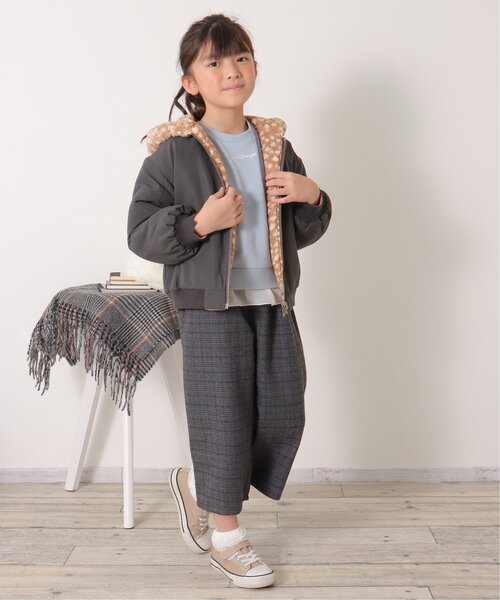 ikka（イッカ）の「リバーシブルボアブルゾン（120~160cm）（ブルゾン・キッズ・ダークグレー/ベージュ/オリーブ・140/160/130/150/120）」の4枚目の写真