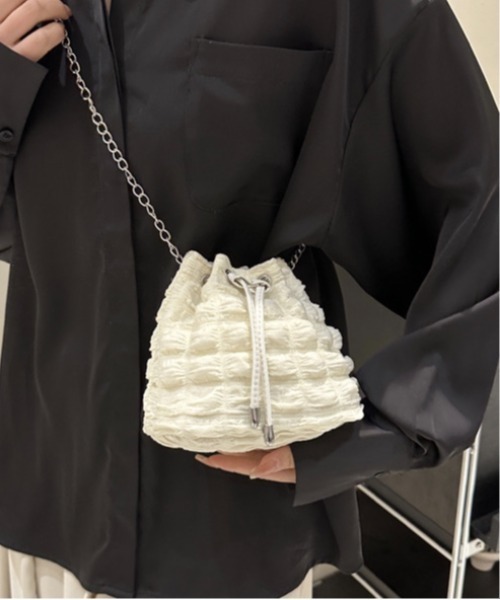 Burner(バーナー)の「【OKUOKU Recommend Select】ぽこぽこ 巾着ショルダーバッグ oku-bag-723850672239-15 U(ショルダーバッグ・レディース・ブラック/ピンク/グリーン/ホワイト/ブラウン・FREE)」の2枚目の写真