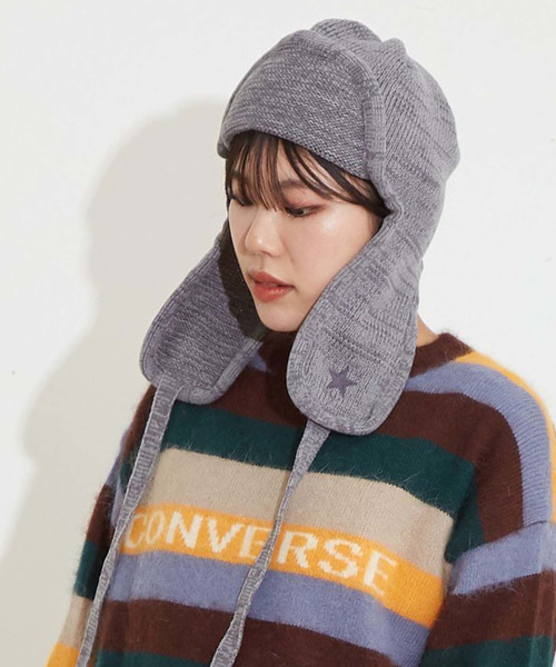 CONVERSE TOKYO(コンバーストウキョウ)の「FLIGHT KNIT CAP(ニットキャップ/ビーニー・レディース・ブラック/グレー/ベージュ・FREE)」の3枚目の写真