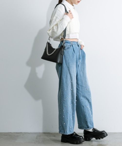 OLIVE des OLIVE（オリーブデオリーブ）の「チェーン付きホーボーバッグ　1032120160（ショルダーバッグ・レディース・アイボリー/シルバー/ブラック・FREE）」の14枚目の写真