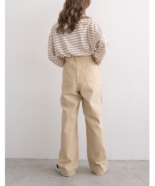 chocomee（チョコミー）の「high waist wide denim pants（デニムパンツ・レディース・ベージュ・FREE）」の5枚目の写真
