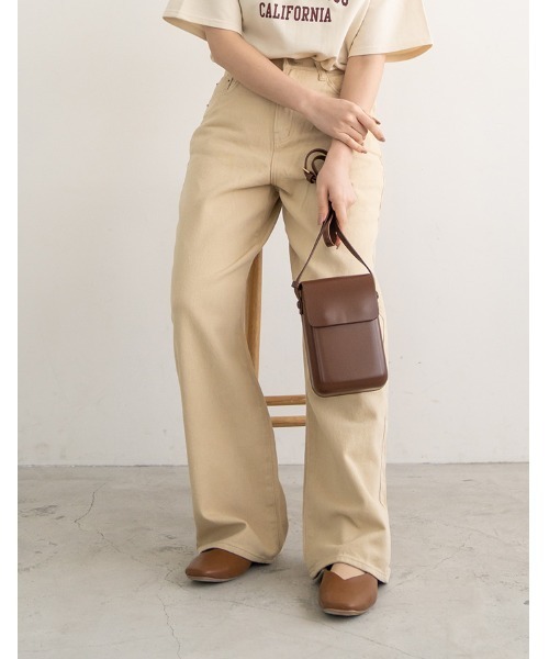 chocomee（チョコミー）の「high waist wide denim pants（デニムパンツ・レディース・ベージュ・FREE）」の2枚目の写真