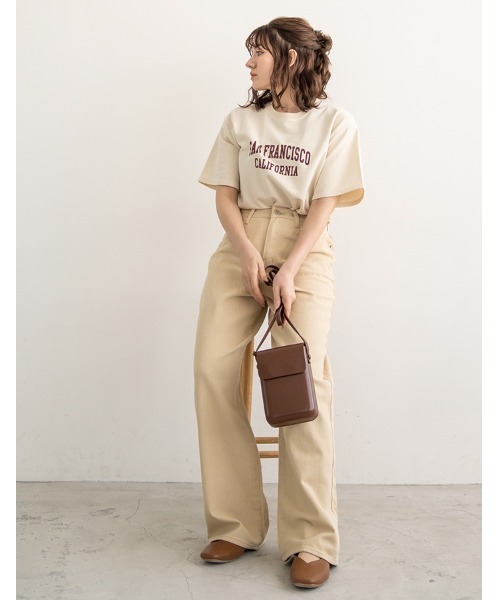 chocomee（チョコミー）の「high waist wide denim pants（デニムパンツ・レディース・ベージュ・FREE）」の6枚目の写真