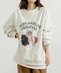 DAY CLOSET | レディース 長袖ニュアンスオーバーサイズキャットプリントスウェット(スウェット)