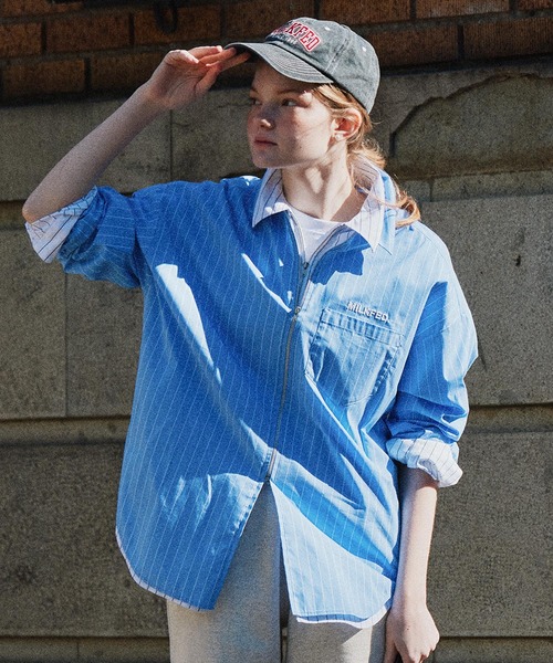 MILKFED.（ミルクフェド）の「STRIPED ZIP UP SHIRT（シャツ/ブラウス