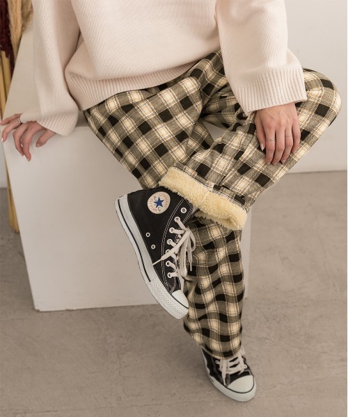 ad thie(アドティエ)の「チェック柄 裏起毛ストレートパンツ(その他パンツ・レディース・グリーン/ブラック/ライトブルー/ダークブラウン/ホワイト/イエロー・FREE)」の13枚目の写真