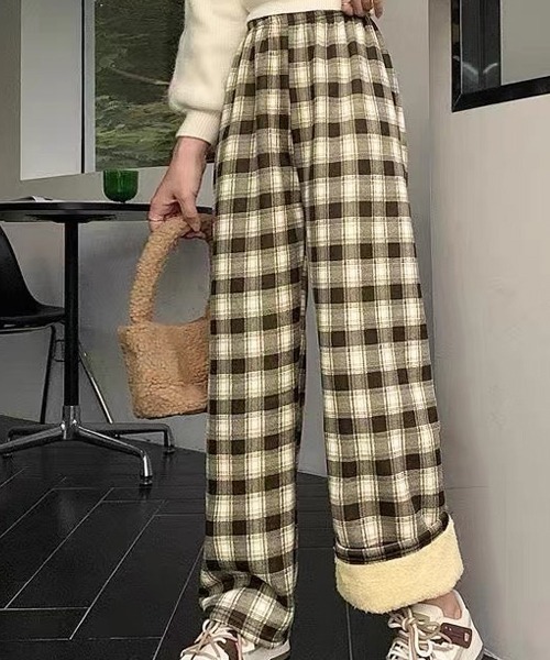 ad thie(アドティエ)の「チェック柄 裏起毛ストレートパンツ(その他パンツ・レディース・グリーン/ブラック/ライトブルー/ダークブラウン/ホワイト/イエロー・FREE)」の16枚目の写真