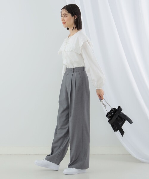 Ray BEAMS（レイビームス）の「Ray BEAMS / フリル ビッグスクエアカラー シャツ（シャツ/ブラウス・レディース・ホワイト/ブラック・ONE SIZE）」の8枚目の写真