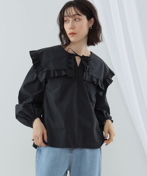 Ray BEAMS（レイビームス）の「Ray BEAMS / フリル ビッグスクエアカラー シャツ（シャツ/ブラウス・レディース・ホワイト/ブラック・ONE SIZE）」の15枚目の写真