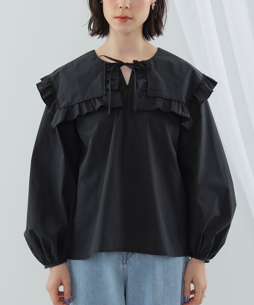 Ray BEAMS（レイビームス）の「Ray BEAMS / フリル ビッグスクエアカラー シャツ（シャツ/ブラウス・レディース・ホワイト/ブラック・ONE SIZE）」の20枚目の写真