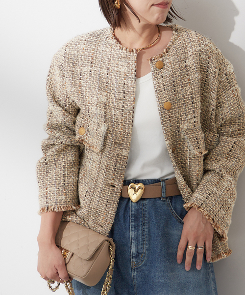 GIOLICA ラメツイード BIG ジャケット いよいよ新色も発売開始！L'ESSAGEの名品GIOLICAツイード