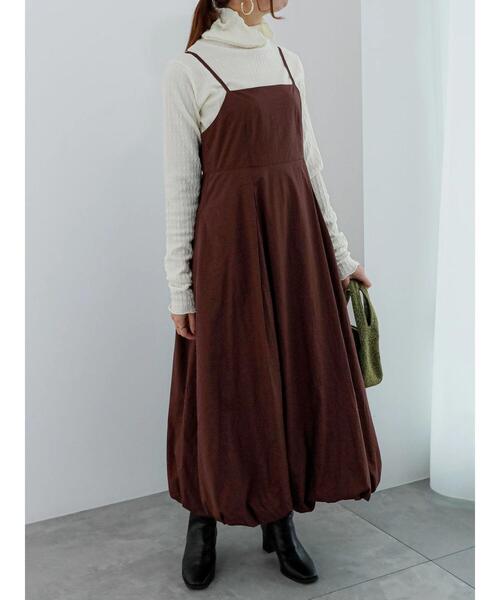 Te chichi（テチチ）の「ワッシャータフタバルーンキャミワンピース（ワンピース・レディース・ブラック/ブラウン・F）」の3枚目の写真