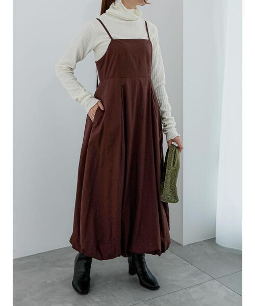 Te chichi（テチチ）の「ワッシャータフタバルーンキャミワンピース（ワンピース・レディース・ブラック/ブラウン・F）」の4枚目の写真