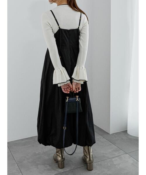 Te chichi（テチチ）の「ワッシャータフタバルーンキャミワンピース（ワンピース・レディース・ブラック/ブラウン・F）」の6枚目の写真