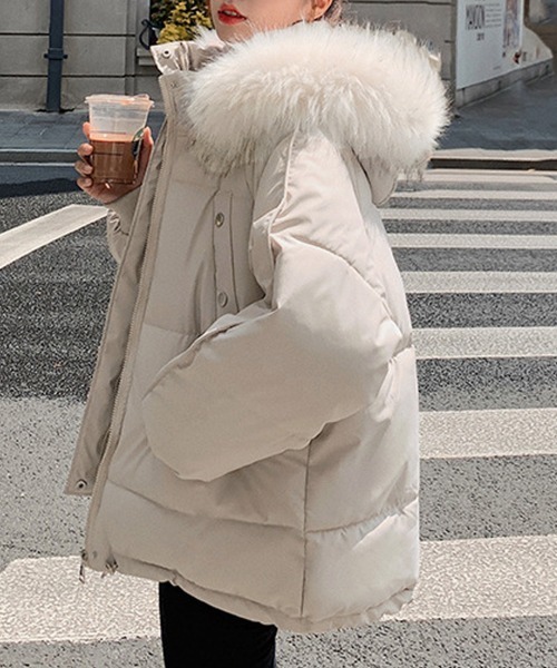 Miniministore(ミニミニストア)の「ダウンコート フードエコダウンジャケット(ブルゾン・レディース・ブラック/ミント/アイボリー・XL/L)」の1枚目の写真