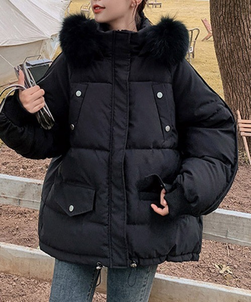 Miniministore(ミニミニストア)の「ダウンコート フードエコダウンジャケット(ブルゾン・レディース・ブラック/ミント/アイボリー・XL/L)」の8枚目の写真