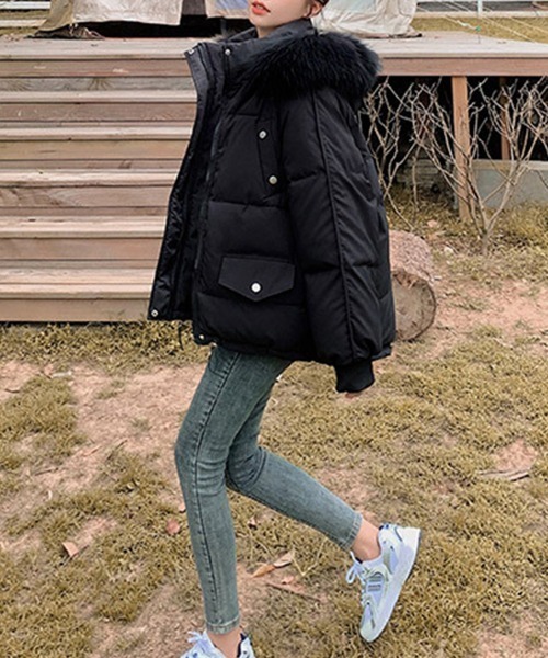 Miniministore(ミニミニストア)の「ダウンコート フードエコダウンジャケット(ブルゾン・レディース・ブラック/ミント/アイボリー・XL/L)」の10枚目の写真