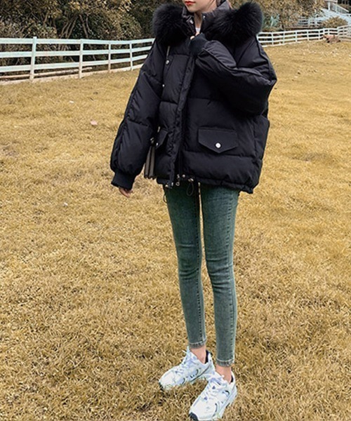 Miniministore(ミニミニストア)の「ダウンコート フードエコダウンジャケット(ブルゾン・レディース・ブラック/ミント/アイボリー・XL/L)」の11枚目の写真