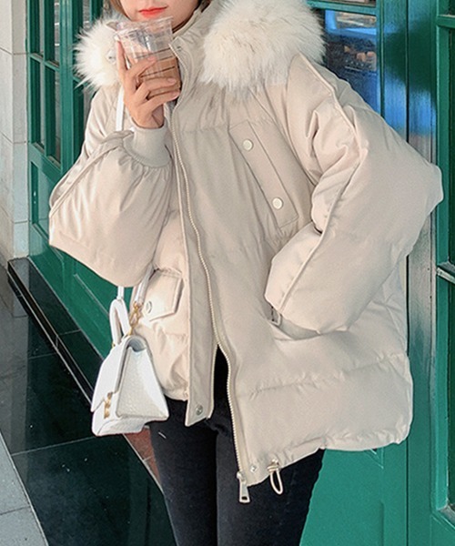 Miniministore(ミニミニストア)の「ダウンコート フードエコダウンジャケット(ブルゾン・レディース・ブラック/ミント/アイボリー・XL/L)」の12枚目の写真