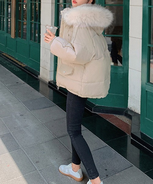 Miniministore(ミニミニストア)の「ダウンコート フードエコダウンジャケット(ブルゾン・レディース・ブラック/ミント/アイボリー・XL/L)」の13枚目の写真