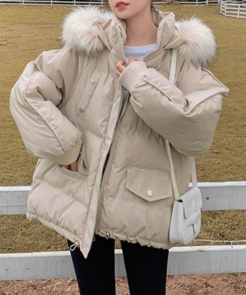 Miniministore(ミニミニストア)の「ダウンコート フードエコダウンジャケット(ブルゾン・レディース・ブラック/ミント/アイボリー・XL/L)」の14枚目の写真