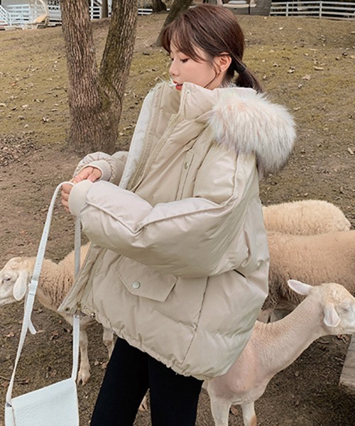 Miniministore(ミニミニストア)の「ダウンコート フードエコダウンジャケット(ブルゾン・レディース・ブラック/ミント/アイボリー・XL/L)」の16枚目の写真