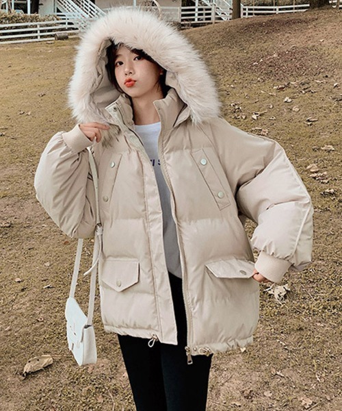 Miniministore(ミニミニストア)の「ダウンコート フードエコダウンジャケット(ブルゾン・レディース・ブラック/ミント/アイボリー・XL/L)」の17枚目の写真