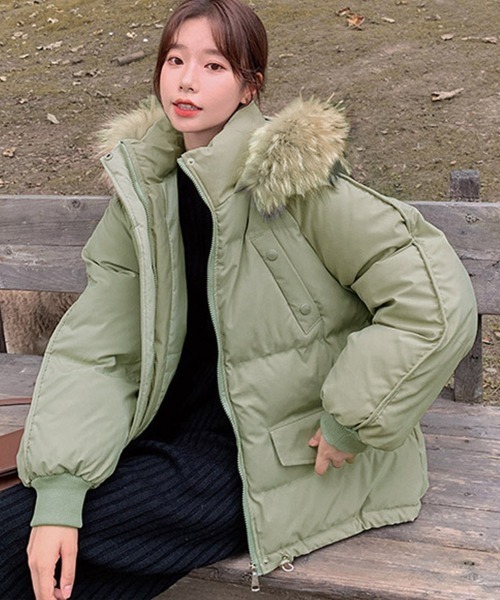 Miniministore(ミニミニストア)の「ダウンコート フードエコダウンジャケット(ブルゾン・レディース・ブラック/ミント/アイボリー・XL/L)」の18枚目の写真