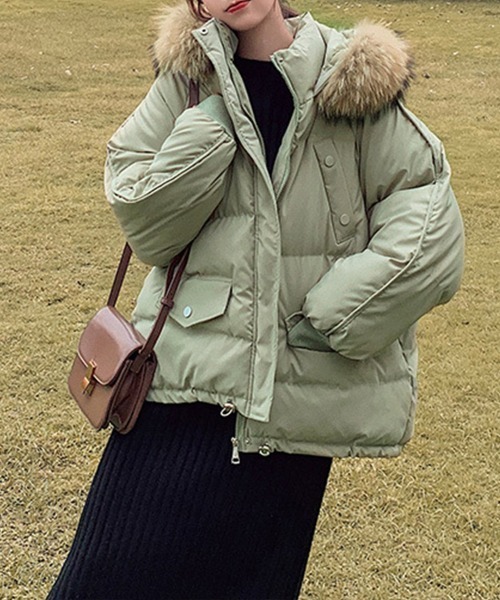 Miniministore(ミニミニストア)の「ダウンコート フードエコダウンジャケット(ブルゾン・レディース・ブラック/ミント/アイボリー・XL/L)」の20枚目の写真