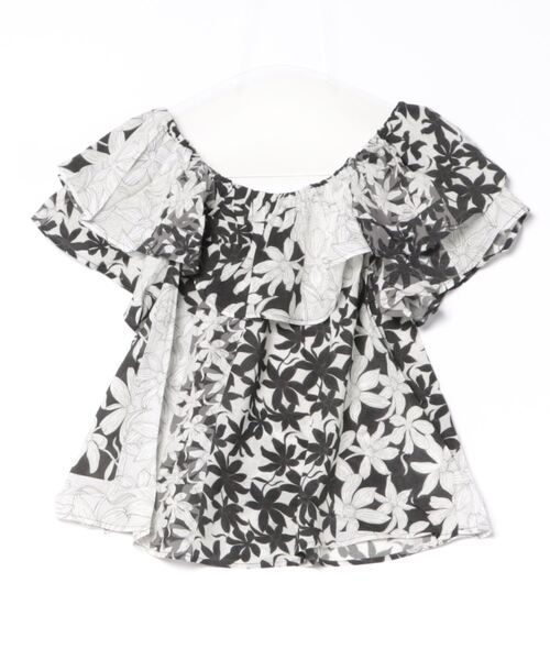 デシグアル Desigual 花柄パッチワーク フリルブラウス （ホワイト） デシグアル Desigual 花柄パッチワーク フリルブラウス
