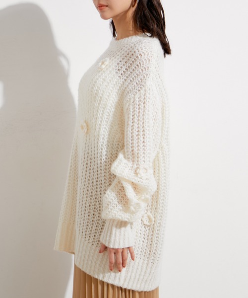 VIS(ビス)の「お花ぽんぽんシアーニット(ニット/セーター・レディース・ピンク系その他2/オフホワイト・FREE)」の22枚目の写真