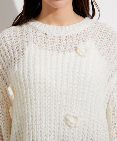 VIS(ビス)の「お花ぽんぽんシアーニット(ニット/セーター・レディース・ピンク系その他2/オフホワイト・FREE)」の19枚目の写真