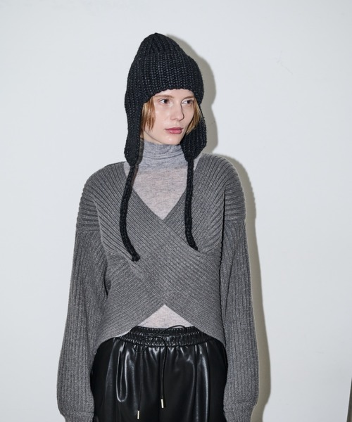 AIC.(エーアイシー)の「ウール混フライトニットキャップ(ニットキャップ/ビーニー・レディース・ブラック/ベージュ・FREE)」の5枚目の写真