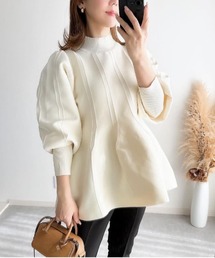 each | パフスリーブペプラムニットプルオーバー(その他トップス)