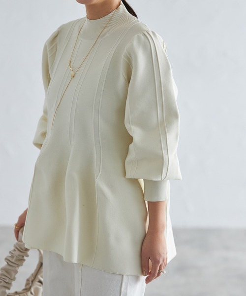 each（イーチ）の「パフスリーブペプラムニットプルオーバー（その他トップス・レディース・ブラック/アイボリー/グレー・FREE）」の14枚目の写真