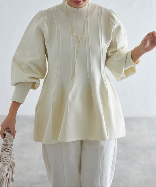 each（イーチ）の「パフスリーブペプラムニットプルオーバー（その他トップス・レディース・ブラック/アイボリー/グレー・FREE）」の17枚目の写真