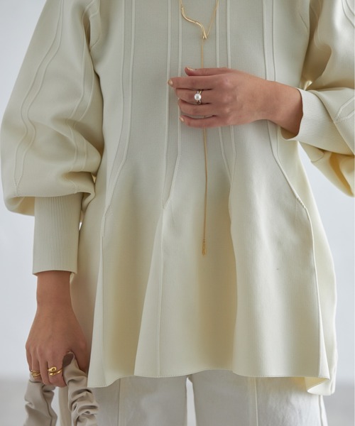 each（イーチ）の「パフスリーブペプラムニットプルオーバー（その他トップス・レディース・ブラック/アイボリー/グレー・FREE）」の16枚目の写真