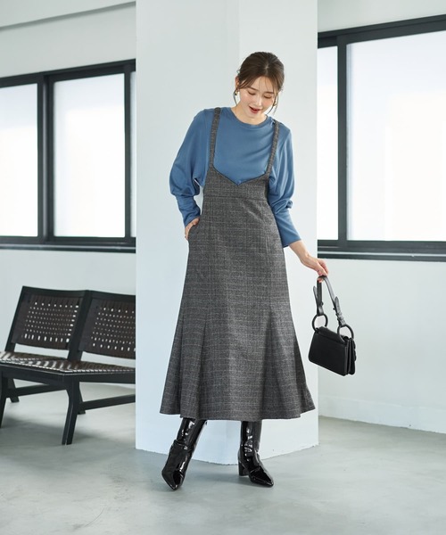 STYLE DELI（スタイルデリ）の「へリンボーンマーメイドジャンバースカート（ジャンパースカート・レディース・ブラウン系その他/グレー系その他・FREE）」の10枚目の写真